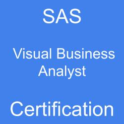 SAS Visual Business Analyst Certification text on blue background