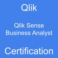 Qlik Sense Business Analyst Certification text on blue background.
