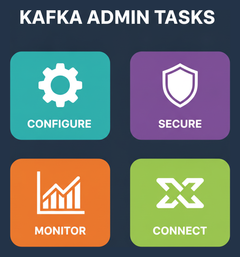 Infographic: Kafka admin tasks - configure, secure, monitor, connect
