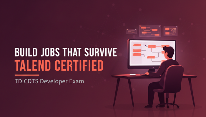 Talend certification banner for the TDICDTS Talend Studio developer exam