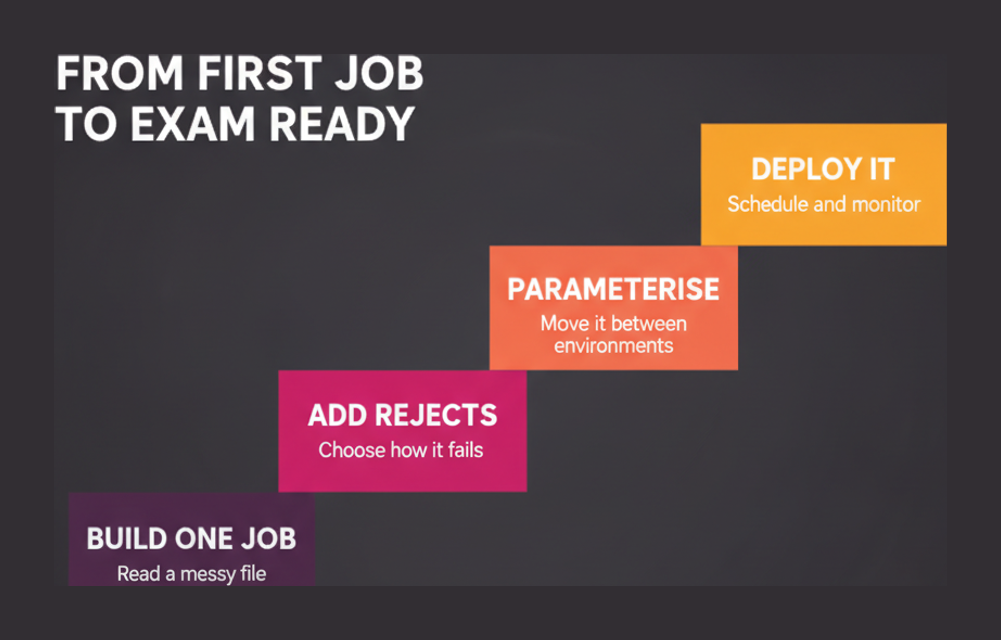 Four steps from building a first Talend job to being exam ready