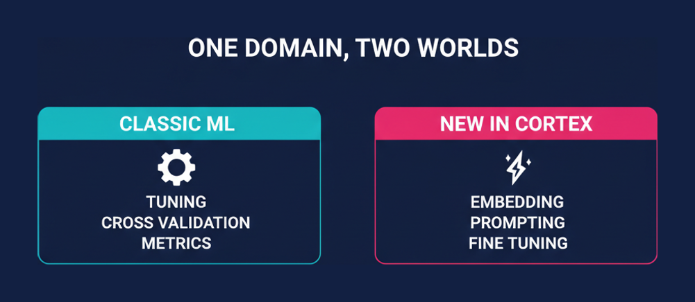 The DSA-C03 model development domain holds classic machine learning tuning and validation alongside the new Cortex embedding, prompting and fine tuning content