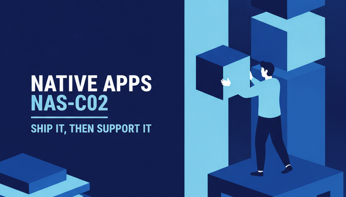 SnowPro Specialty Native Apps NAS-C02 banner showing a developer handing an application block across an account boundary